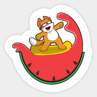 Cat as Surfer with Watermelon Sticker